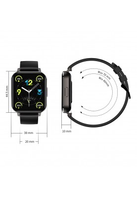 Розумний годинник NO.1 DTX Silicone з датчиком ЕКГ і функцією тонометра (Чорний)