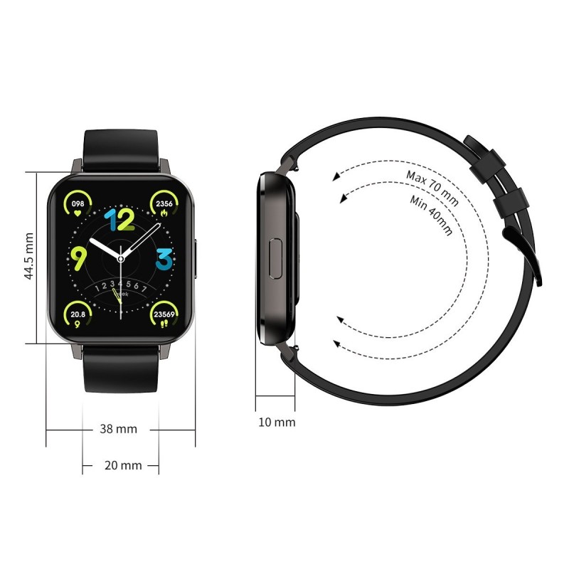 Розумний годинник NO.1 DTX Silicone з датчиком ЕКГ і функцією тонометра (Чорний)