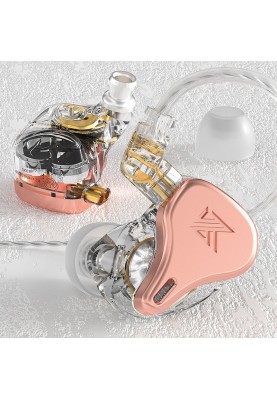 Динамічні навушники KZ DQ6S із мікрофоном (Рожево-золотий)