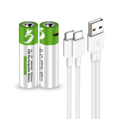 Акумуляторні батарейки Smartoools AA 1.5V 1700 mAh з USB-C зарядкою, 2 шт (Зелений)