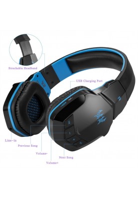 Бездротові Bluetooth навушники Kotion Each B3505 з автономністю до 10 годин (Чорно-синій)