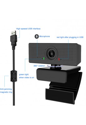 Веб-камера WebCam C60 Full HD 1080p з вбудованим мікрофоном (Чорний)