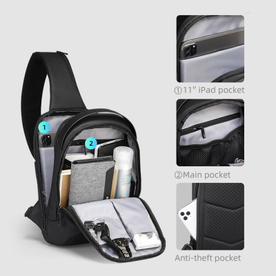 Рюкзак з однією лямкою Mark Ryden MR7918 з USB-портами (Чорний)