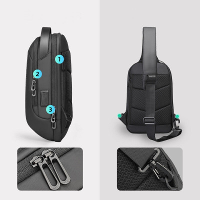 Рюкзак з однією лямкою Mark Ryden MR7918 з USB-портами (Чорний)