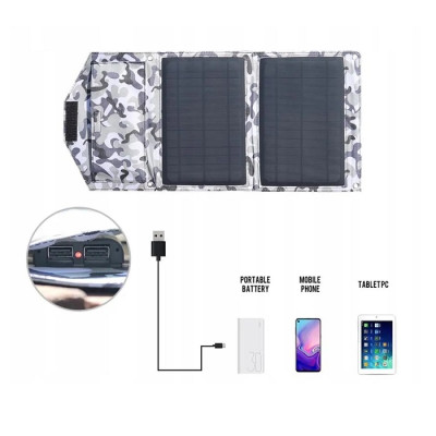 Складаний сонячний зарядний пристрій Solar panel 14W 2xUSB виходу (Чорний)
