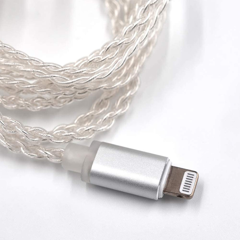 Кабель для навушників KZ Lightning 2PIN 0,75 мм (ZST/ZSR/ES3/ED12/ZS10/ZSN/AS10/BA10) (Білий)