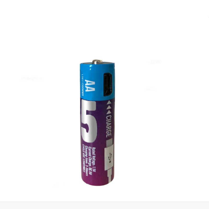 Акумуляторні батареї АА 1300Mah 1.5V з зарядкою Micro USB, 4 штуки (Фіолетовий)