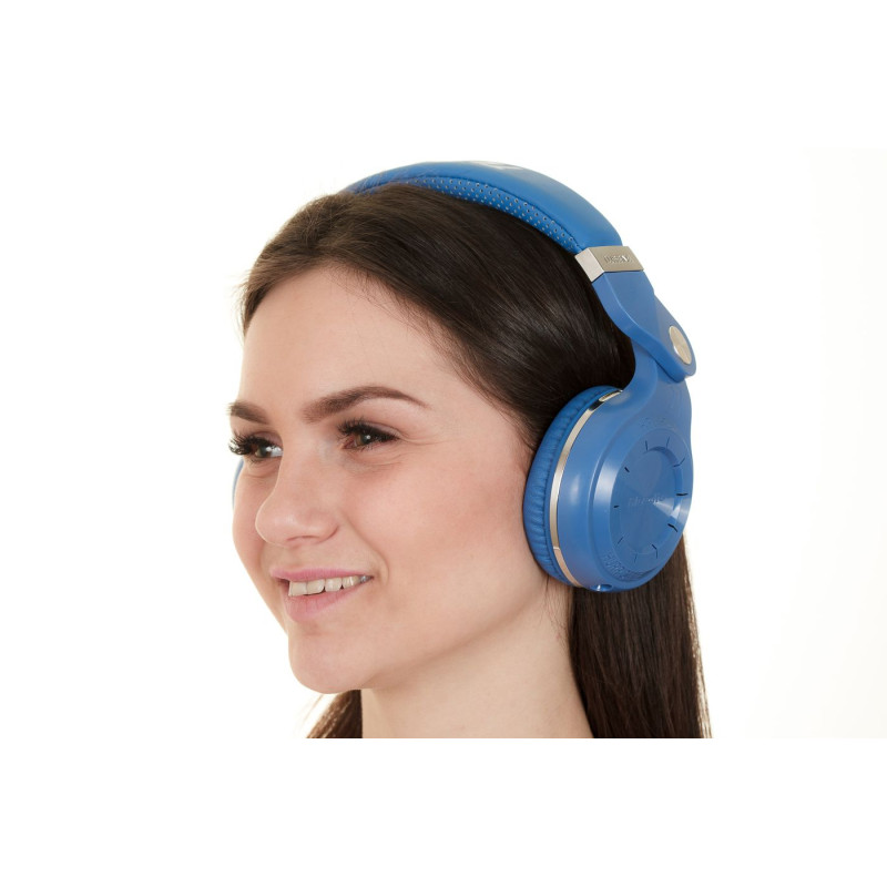 Бездротові Bluetooth навушники Bluedio T2 Plus з вбудованим радіо (Синій)