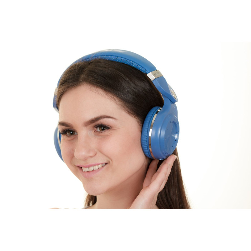 Бездротові Bluetooth навушники Bluedio T2 Plus з вбудованим радіо (Синій)