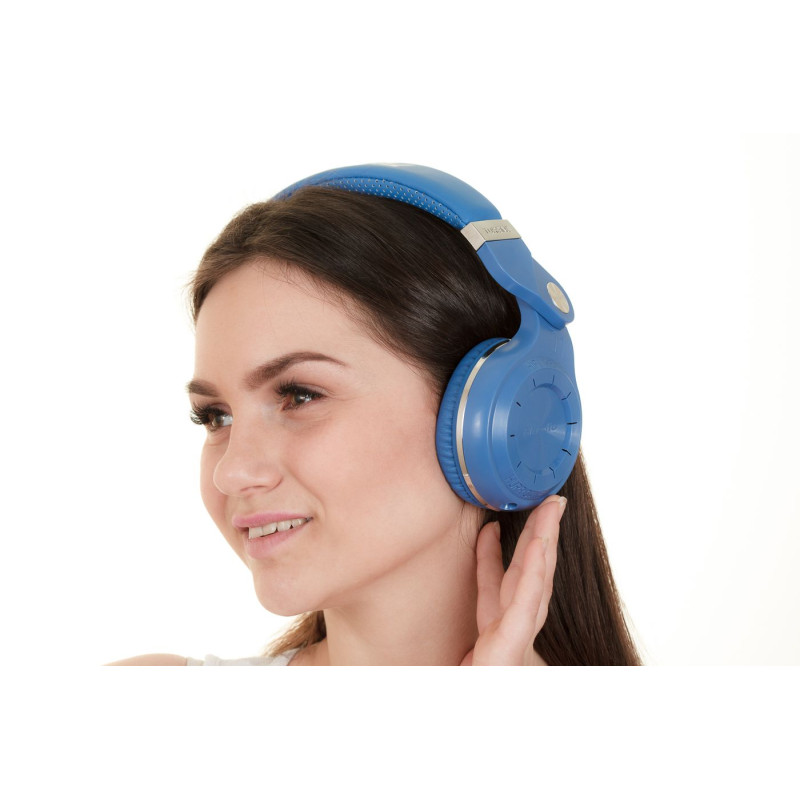 Бездротові Bluetooth навушники Bluedio T2 Plus з вбудованим радіо (Синій)
