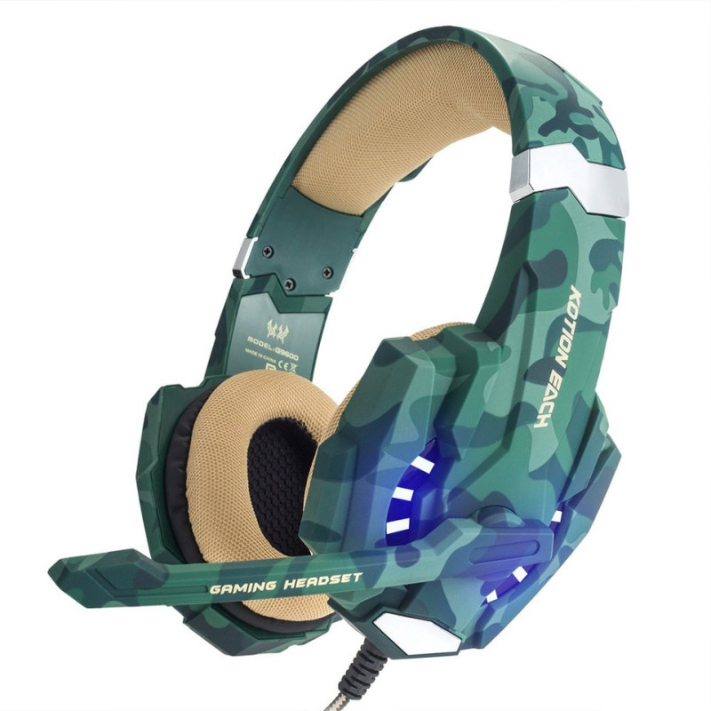 Геймерські навушники Kotion Each G9600 з підсвічуванням (Хакі)