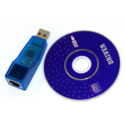 Адаптер Dynamode USB-RJ45 Lan Ethernet, чіпсет Realtek RTL8150B, пластик блакитний