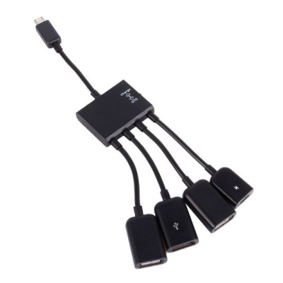 Хаб USB OTG Lapara 3 порти USB 2.0 + 1 порт MicroUSB мультифункц. для смартфонів та планшетів чорний