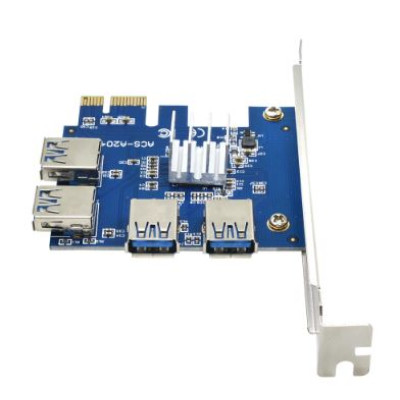 Плата розширення для райзерів Dynamode PCI-E 1x - 16x to 4 PCI-E USB 3.0