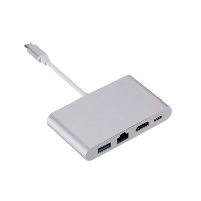 Адаптер Dynamode USB3.1 Type-C to 1хHDMI, 1хRJ-45, 1хUSB 3.0, 1хUSB Type-C Female, р.до 4K 3840x2160