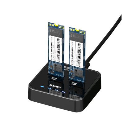 Док-станція Maiwo клонір. для 2*NVMe M.2 SSD Key M/B+M через USB 3.1 Gen2 Type-C безгвинтова пластик