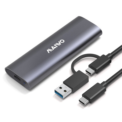 Карман Maiwo внеш.для M.2 SSD NVMe/SATA combo через USB3.1 GEN2 Type-C безвинтов алюм. матовый серый