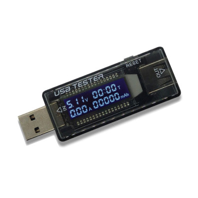 USB тестер Dynamode напряжения (3-20V), силы тока (0-3A) и заряда батареи (0-99999 mAh), черный