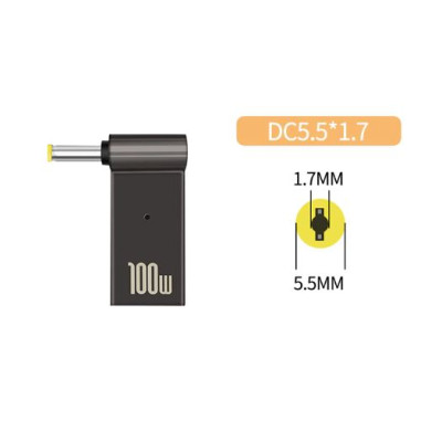 Адаптер PD 100W USB Type-C Female to DC Male Jack 5.5x1.7 mm – для зарядж. ноутів ACER, PACKARD BELL