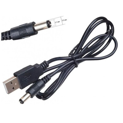 Кабель живлення Dynamode USB 2.0 AM - DC 5.5 х 2.1 мм, USB 5V-->DC 5V, 1 м, чорний
