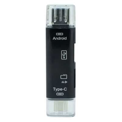 Кардрідер Dynamode 3-in-1 OTG Smart TF/MicroSD(HC) & USB 2.0 to Type-C & Micro USB пластик чорний