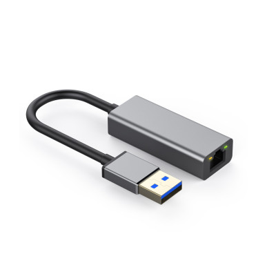 Адаптер Dynamode USB 3.0 1000/100 Мбит/с разъем RJ-45, чипсет RTL8153, з кабелем 14 см, темно-сірий