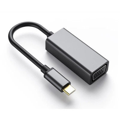 Адаптер Dynamode USB 3.0 Type-C to VGA/Full HD 1080p 60Hz Female, темно-сірий