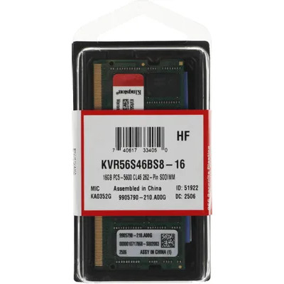 Модуль пам'яті SO-DIMM DDR5 16GB 5600 Kingston C46 (KVR56S46BS8-16) запечатаний