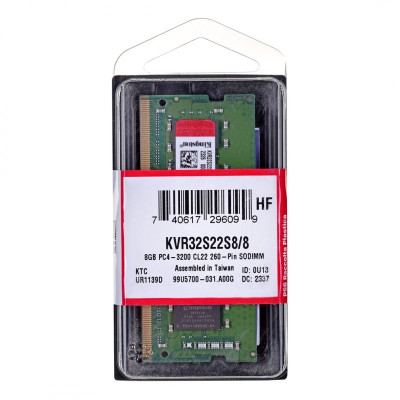 Модуль пам'яті SO-DIMM DDR4 8GB 3200 Kingston С22 (KVR32S22S8/8) запечатаний