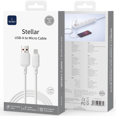 Дата кабель WIWU C086 Stellar USB to MicroUSB 2.1A (1m) White Дата кабель WIWU C086 Stellar USB to MicroUSB 2.1A (1m) White