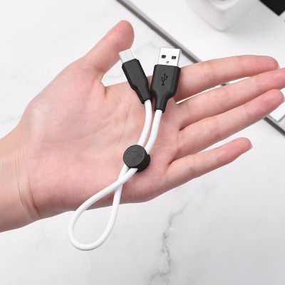 Дата кабель Hoco X21 Plus Silicone MicroUSB Cable (0.25m) Чорний / Білий