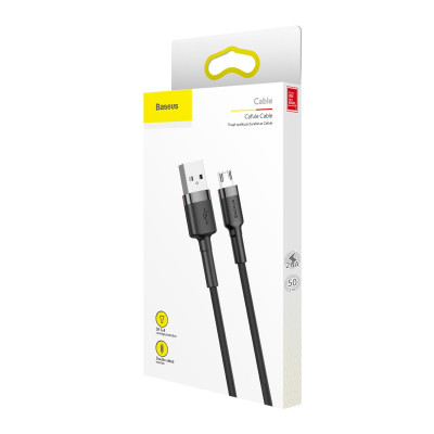 Дата кабель Baseus Cafule USB to MicroUSB Cable 2.4A (1m) (CAMKLF-B) Сірий / Чорний