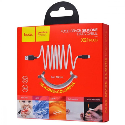 Дата кабель Hoco X21 Plus Silicone MicroUSB Cable (1m) Чорний / Білий Дата кабель Hoco X21 Plus Silicone MicroUSB Cable (1m) Чорний / Білий