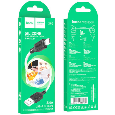 Дата кабель Hoco X90 Cool silicone USB to MicroUSB (1m) White