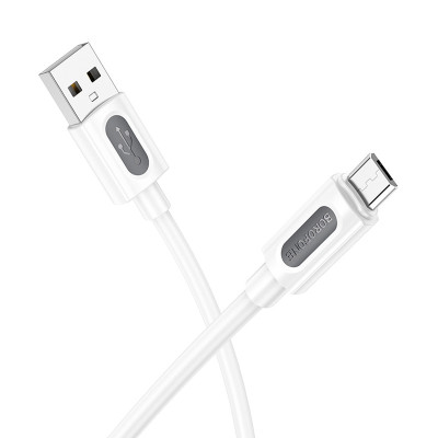 Дата кабель Borofone BX114 Structure USB to MicroUSB 2.4A (1m) White Дата кабель Borofone BX114 Structure USB to MicroUSB 2.4A (1m) White