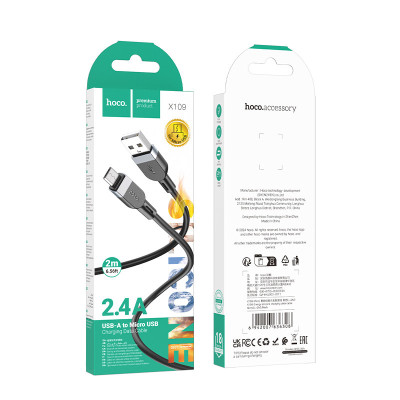 Дата кабель Hoco X109 Energy silicone USB to MicroUSB (2m) Black