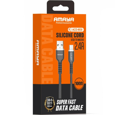 Дата кабель Amaya M30 USB to MicroUSB 2.4A (1m) Black
