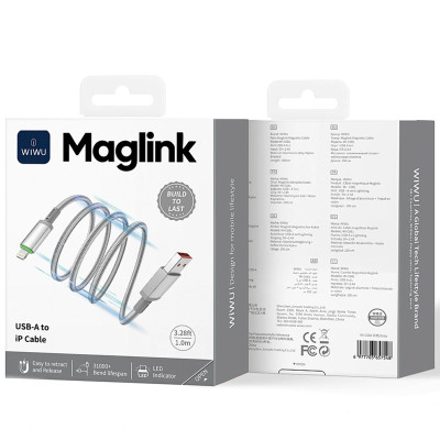 Дата кабель WIWU C081 Maglink USB to Lightning 12W (1m) Grey Дата кабель WIWU C081 Maglink USB to Lightning 12W (1m) Grey