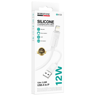 Дата кабель Borofone BX123 Leya USB to Lightning 12W (1m) White Дата кабель Borofone BX123 Leya USB to Lightning 12W (1m) White