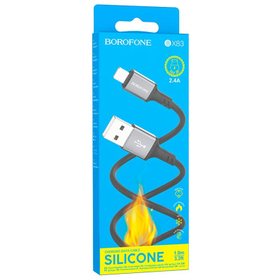 Дата кабель Borofone BX83 Famous USB to Lightning 2.4A (1m) Black Дата кабель Borofone BX83 Famous USB to Lightning 2.4A (1m) Black