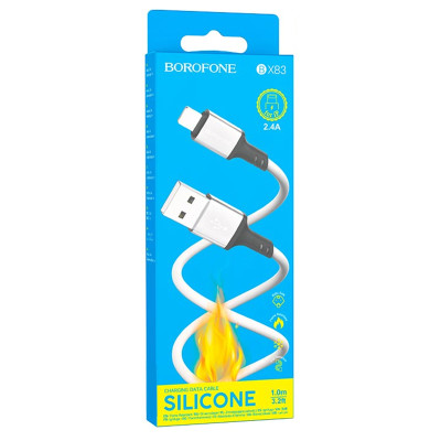 Дата кабель Borofone BX83 Famous USB to Lightning 2.4A (1m) White Дата кабель Borofone BX83 Famous USB to Lightning 2.4A (1m) White