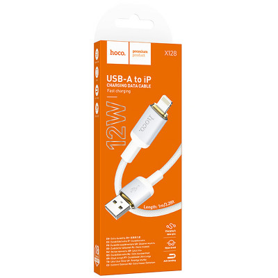 Дата кабель Hoco X128 Benefit USB to Lightning 12W (1m) White Дата кабель Hoco X128 Benefit USB to Lightning 12W (1m) White