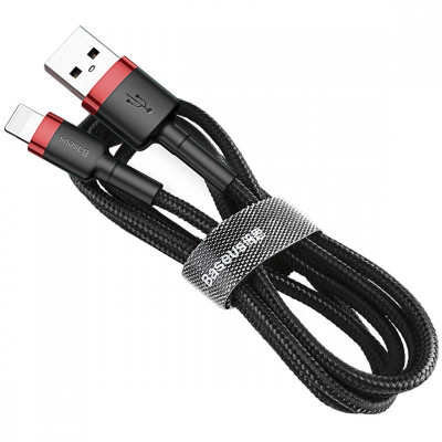 Дата кабель Baseus Cafule USB to Lightning 2.4A (1m) (CALKLF-B) Червоний / Чорний