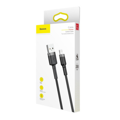 Дата кабель Baseus Cafule USB to Lightning 1.5A (2m) (CALKLF-C) Сірий / Чорний