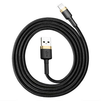 Дата кабель Baseus Cafule USB to Lightning 2.4A (1m) (CALKLF-B) Золотий / Чорний