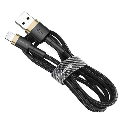 Дата кабель Baseus Cafule USB to Lightning 2.4A (1m) (CALKLF-B) Золотий / Чорний