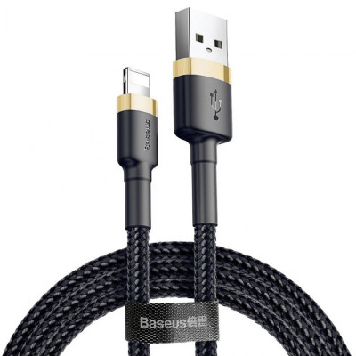Дата кабель Baseus Cafule USB to Lightning 2.4A (1m) (CALKLF-B) Золотий / Чорний