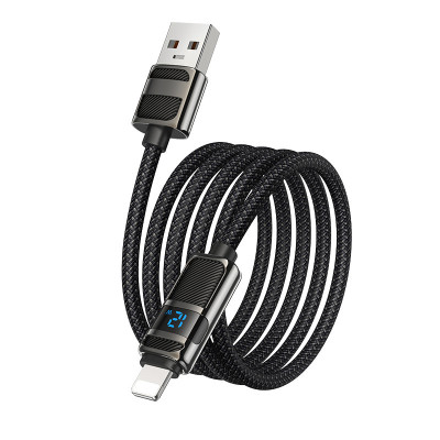 Дата кабель Hoco U137 Line with display USB to Lightning 2.4A/12W (1.2m) Black