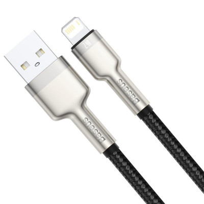 Дата кабель Baseus Cafule Metal USB to Lightning 2.4A (1m) (CALJK-A0) Black Дата кабель Baseus Cafule Metal USB to Lightning 2.4A (1m) (CALJK-A0) Black