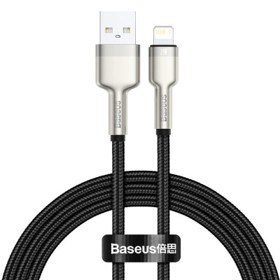 Дата кабель Baseus Cafule Metal USB to Lightning 2.4A (1m) (CALJK-A0) Black
